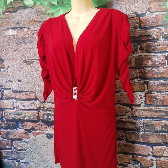 Crushed 3/4 Sleeve 'Plum' V-Neck with Rhinestones main image 0